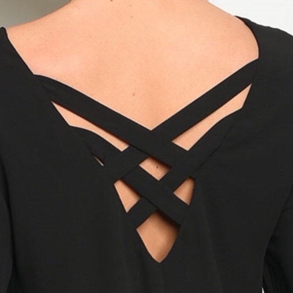 BLACK DETAILED BELL SLEEVE TUNIC DRESS - Picture 5 of 7